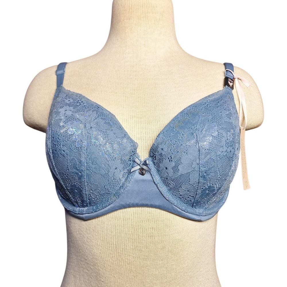 Victoria Secret Body by victoria lined Demi Bra 36D NEW blue lace t shirt bra